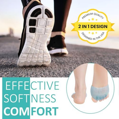 JUMPOW Metatarsal Pads (2 Paare) – Weiche & haltbare Ballenpolster für Männer & Frauen, Gel-Zehenspreizer, ideal bei Morton-Neurom, Blasen, Hornhaut, Metatarsalgie – Blau