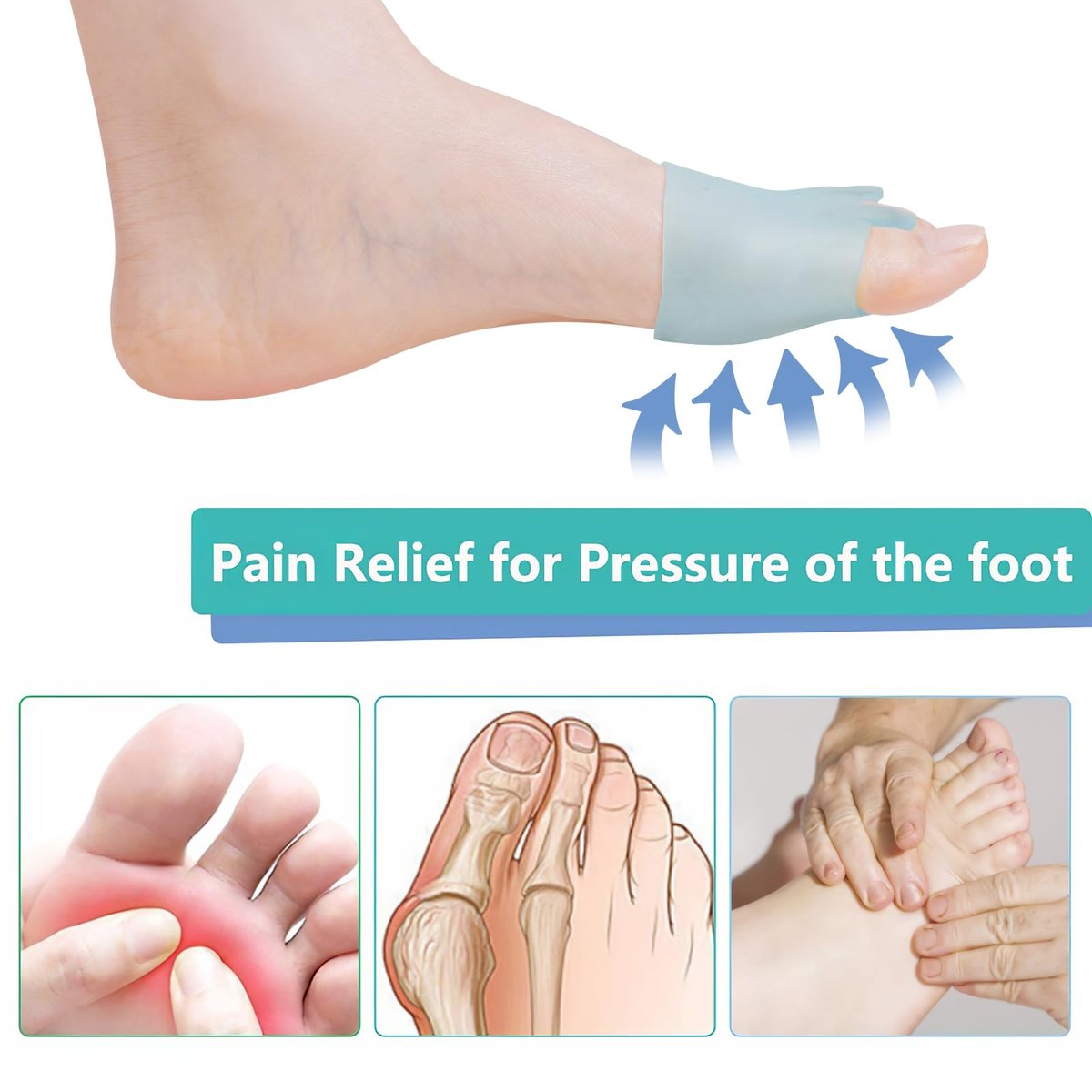 JUMPOW Metatarsal Pads (2 Paare) – Weiche & haltbare Ballenpolster für Männer & Frauen, Gel-Zehenspreizer, ideal bei Morton-Neurom, Blasen, Hornhaut, Metatarsalgie – Blau
