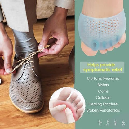 JUMPOW Metatarsal Pads (2 Paare) – Weiche & haltbare Ballenpolster für Männer & Frauen, Gel-Zehenspreizer, ideal bei Morton-Neurom, Blasen, Hornhaut, Metatarsalgie – Blau