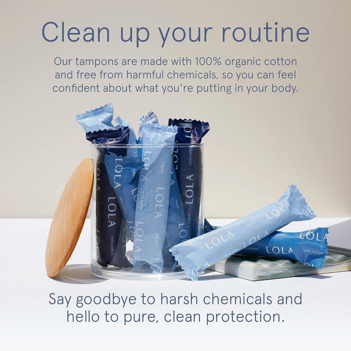 LOLA 100% Bio-Baumwoll-Tampons, Regular, 8 Stück – Zertifizierte Damenhygiene, HSA/FSA geeignet