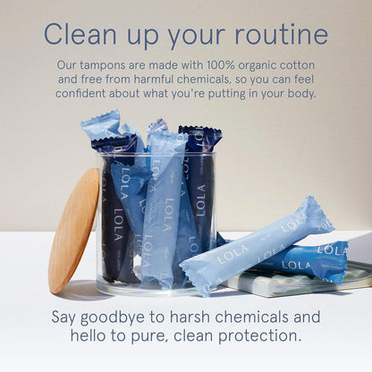 LOLA 100% Bio-Baumwoll-Tampons, Regular, 8 Stück – Zertifizierte Damenhygiene, HSA/FSA geeignet