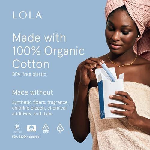 LOLA 100% Bio-Baumwoll-Tampons, Regular, 8 Stück – Zertifizierte Damenhygiene, HSA/FSA geeignet