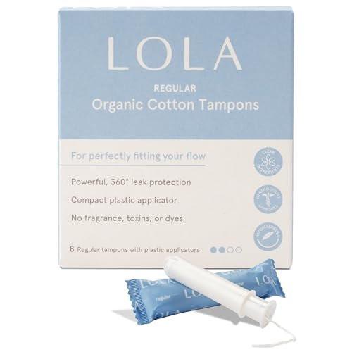 LOLA 100% Bio-Baumwoll-Tampons, Regular, 8 Stück – Zertifizierte Damenhygiene, HSA/FSA geeignet