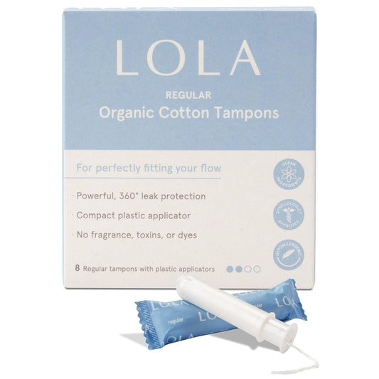 LOLA 100% Bio-Baumwoll-Tampons, Regular, 8 Stück – Zertifizierte Damenhygiene, HSA/FSA geeignet