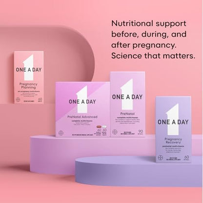 One A Day Schwangerschaftsplanung pränatales Multivitamin für Frauen, Prä-Schwangerschaftsvitamine mit Methylfolat, Folsäure, Zink, Vitamin B12 & Vitamin D zur Unterstützung der reproduktiven Gesundheit, 60 Tabletten