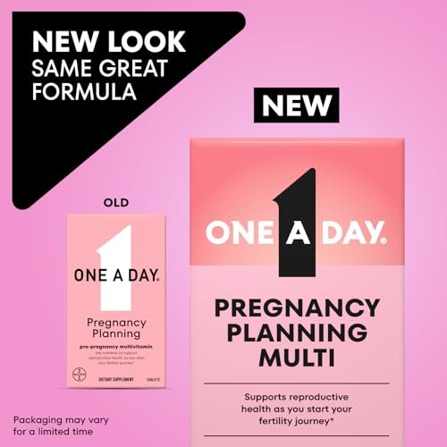 One A Day Schwangerschaftsplanung pränatales Multivitamin für Frauen, Prä-Schwangerschaftsvitamine mit Methylfolat, Folsäure, Zink, Vitamin B12 & Vitamin D zur Unterstützung der reproduktiven Gesundheit, 60 Tabletten