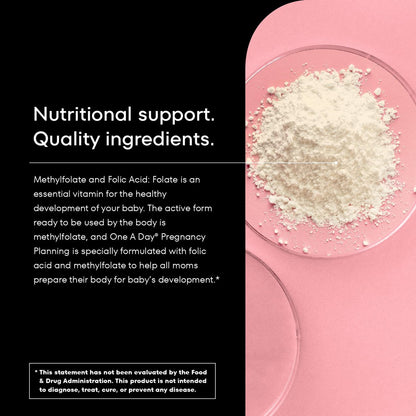 One A Day Schwangerschaftsplanung pränatales Multivitamin für Frauen, Prä-Schwangerschaftsvitamine mit Methylfolat, Folsäure, Zink, Vitamin B12 & Vitamin D zur Unterstützung der reproduktiven Gesundheit, 60 Tabletten
