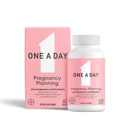 One A Day Schwangerschaftsplanung pränatales Multivitamin für Frauen, Prä-Schwangerschaftsvitamine mit Methylfolat, Folsäure, Zink, Vitamin B12 & Vitamin D zur Unterstützung der reproduktiven Gesundheit, 60 Tabletten