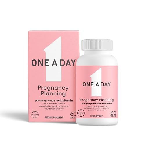 One A Day Schwangerschaftsplanung pränatales Multivitamin für Frauen, Prä-Schwangerschaftsvitamine mit Methylfolat, Folsäure, Zink, Vitamin B12 & Vitamin D zur Unterstützung der reproduktiven Gesundheit, 60 Tabletten