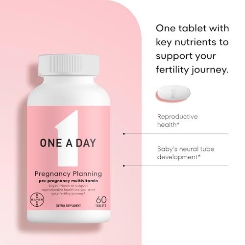 One A Day Schwangerschaftsplanung pränatales Multivitamin für Frauen, Prä-Schwangerschaftsvitamine mit Methylfolat, Folsäure, Zink, Vitamin B12 & Vitamin D zur Unterstützung der reproduktiven Gesundheit, 60 Tabletten