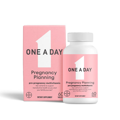 One A Day Schwangerschaftsplanung pränatales Multivitamin für Frauen, Prä-Schwangerschaftsvitamine mit Methylfolat, Folsäure, Zink, Vitamin B12 & Vitamin D zur Unterstützung der reproduktiven Gesundheit, 60 Tabletten