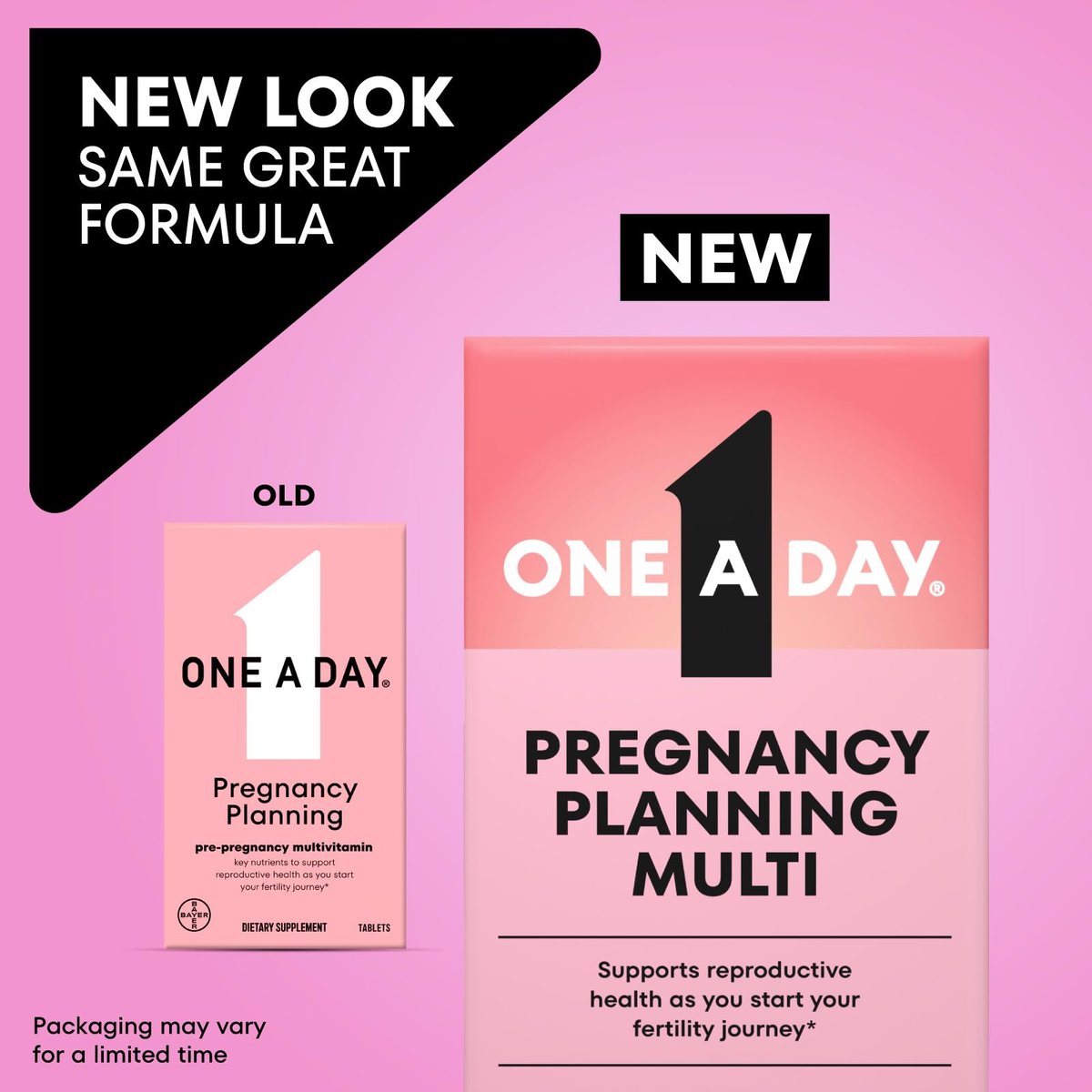 One A Day Schwangerschaftsplanung pränatales Multivitamin für Frauen, Prä-Schwangerschaftsvitamine mit Methylfolat, Folsäure, Zink, Vitamin B12 & Vitamin D zur Unterstützung der reproduktiven Gesundheit, 60 Tabletten