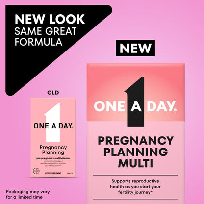 One A Day Schwangerschaftsplanung pränatales Multivitamin für Frauen, Prä-Schwangerschaftsvitamine mit Methylfolat, Folsäure, Zink, Vitamin B12 & Vitamin D zur Unterstützung der reproduktiven Gesundheit, 60 Tabletten