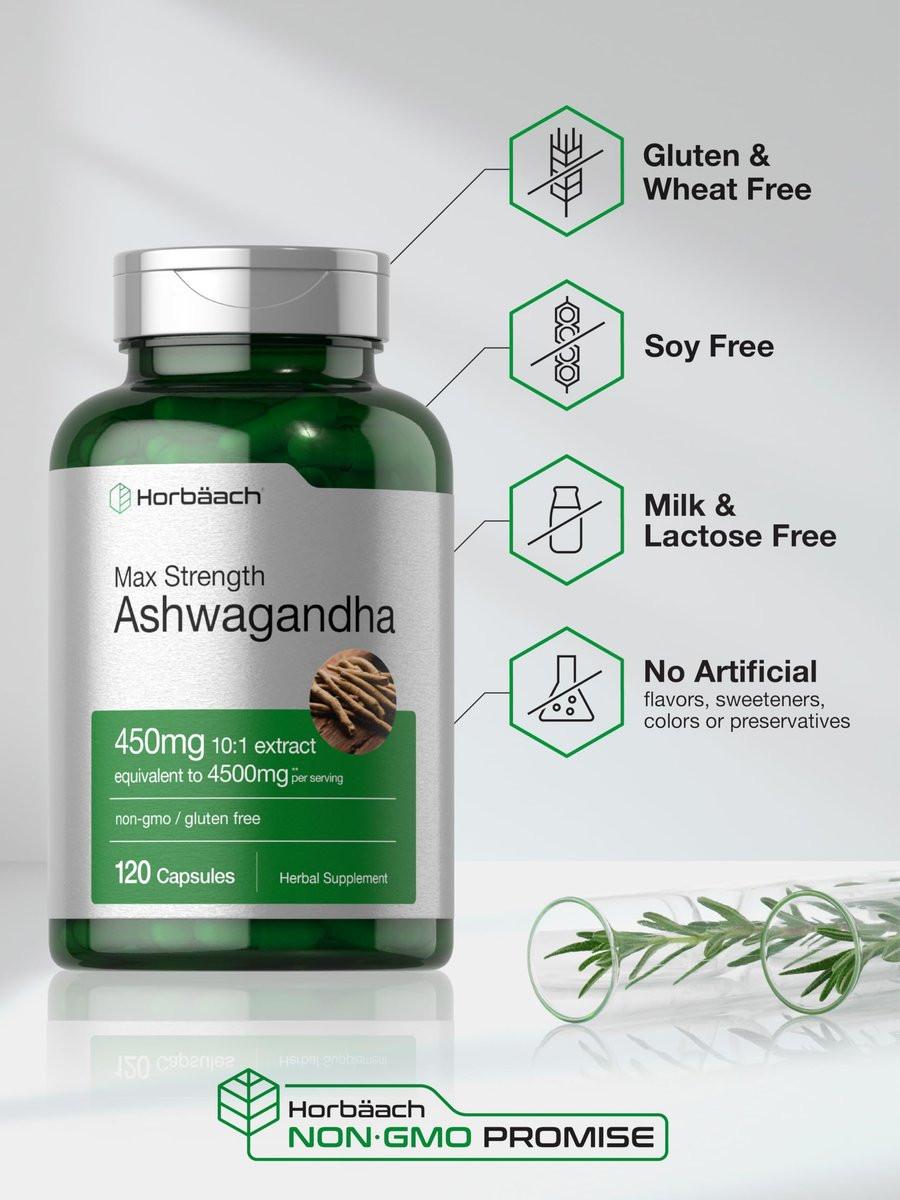 Horbäach Ashwagandha Kapseln mit schwarzem Pfeffer Extrakt – 120 Kapseln, höchste Stärke, Non-GMO, glutenfrei