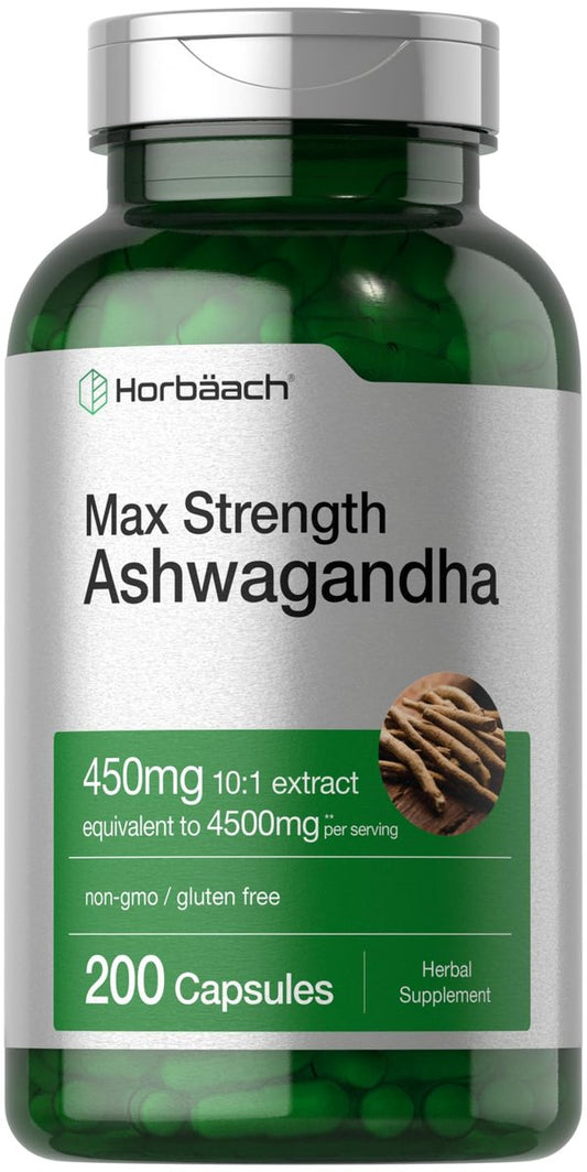 Horbäach Ashwagandha Kapseln für Frauen und Männer | 200 Kapseln | Hochdosierter Wurzelextrakt mit Schwarzem Pfeffer Extrakt | Nicht-GVO, Glutenfrei