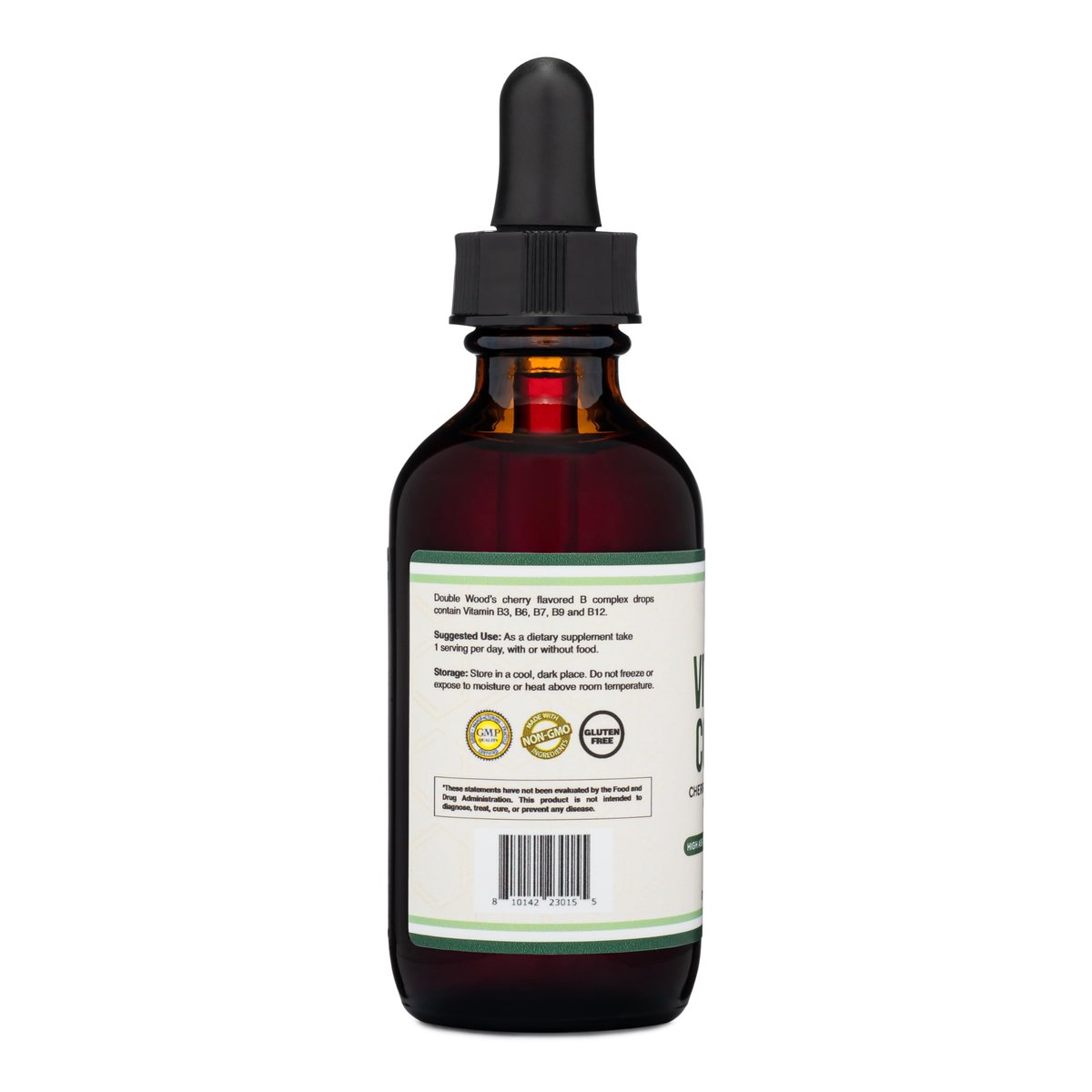 Double Wood Supplements Flüssiger Vitamin-B-Komplex – 2-Monats-Vorrat – Maximale Absorption – B3, B6, B7 (Biotin), B9 und Vitamin B12 – Kirschgeschmack – 60 ml