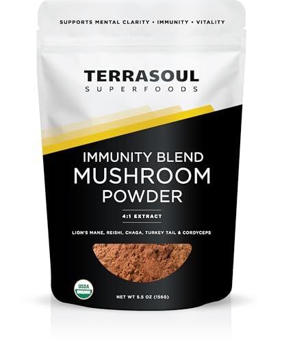 Terrasoul Superfoods Bio-Pilz-Mischung mit 5 Pilzen | Adaptogen | Bio, Vegan, Ohne Gentechnik, Glutenfrei | Reishi, Chaga, Löwenmähne, Cordyceps, Truthahnschwanz