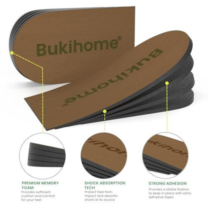 Verstellbare Fersenerhöhungseinlagen für Schuhe – Bukihome Orthopädische Schuhauflage für ungleiche Beine, 4 Schichten Höhenverstellung, für Fersenschmerzen, Fersensporn, Achillessehnenentzündung (Klein, Damen 4-8.5)