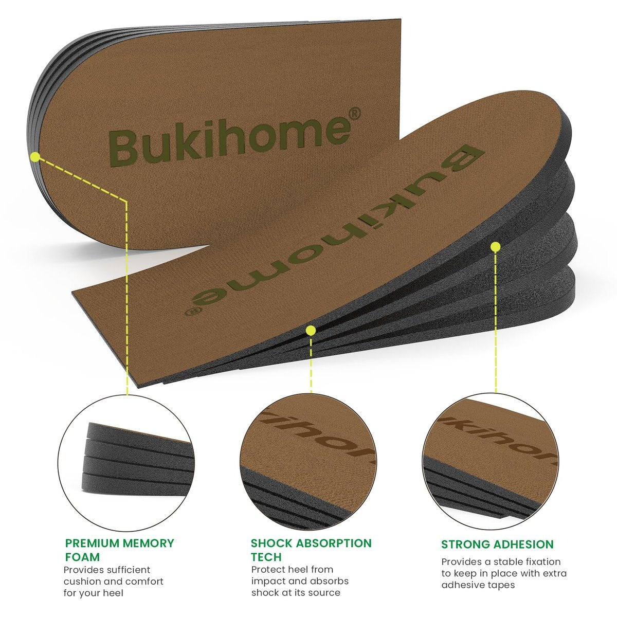 Verstellbare Fersenerhöhungseinlagen für Schuhe – Bukihome Orthopädische Schuhauflage für ungleiche Beine, 4 Schichten Höhenverstellung, für Fersenschmerzen, Fersensporn, Achillessehnenentzündung (Klein, Damen 4-8.5)