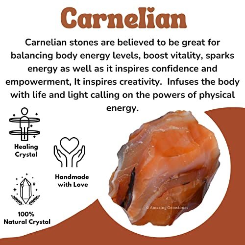 Amazing Gemstone Karneol Rohkristalle und Heilsteine, Natursteine zum Trommeln - DIY Rohsteine und Kristalle (1 Stück)