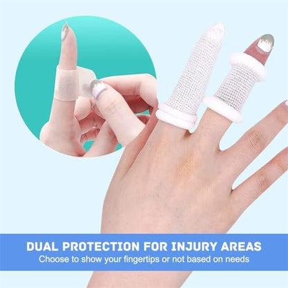 Finger Bandagen 30 Stück - Bobs Daumenverband, Fingerverband, röhrenförmig, weiß, Baumwolle, Fingerkuppenschutz für Arbeit und Küche