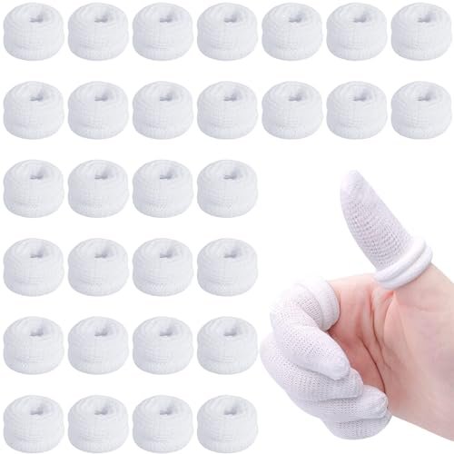 Finger Bandagen 30 Stück - Bobs Daumenverband, Fingerverband, röhrenförmig, weiß, Baumwolle, Fingerkuppenschutz für Arbeit und Küche
