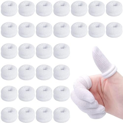 Finger Bandagen 30 Stück - Bobs Daumenverband, Fingerverband, röhrenförmig, weiß, Baumwolle, Fingerkuppenschutz für Arbeit und Küche