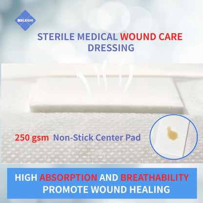 NBLEISHI Sterile Wundauflage aus Vlies, 4 x 6 Zoll, extra groß mit Kleberand, atmungsaktiv, saugfähig, latexfrei, 15 einzeln verpackte Stücke