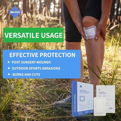 NBLEISHI Sterile Wundauflage aus Vlies, 4 x 6 Zoll, extra groß mit Kleberand, atmungsaktiv, saugfähig, latexfrei, 15 einzeln verpackte Stücke