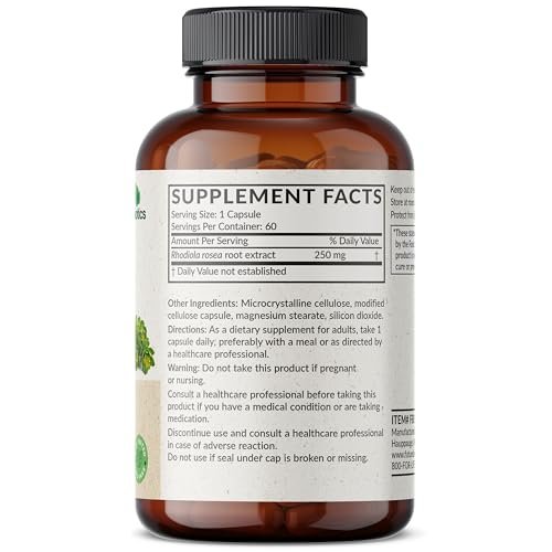 Futurebiotics Rhodiola Rosea Pulver – Adaptogenes Kraut, Vegetarische Kapseln, 60 Stück