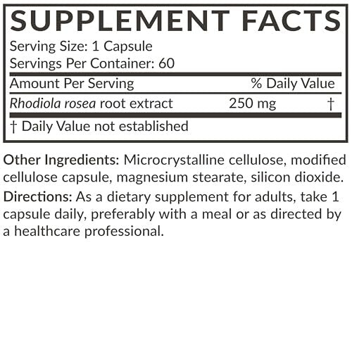 Futurebiotics Rhodiola Rosea Pulver – Adaptogenes Kraut, Vegetarische Kapseln, 60 Stück