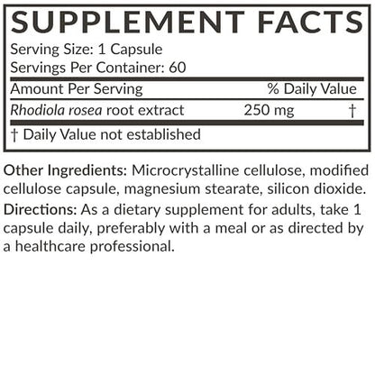Futurebiotics Rhodiola Rosea Pulver – Adaptogenes Kraut, Vegetarische Kapseln, 60 Stück