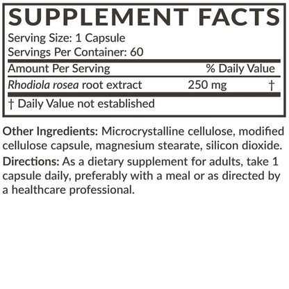 Futurebiotics Rhodiola Rosea Pulver – Adaptogenes Kraut, Vegetarische Kapseln, 60 Stück