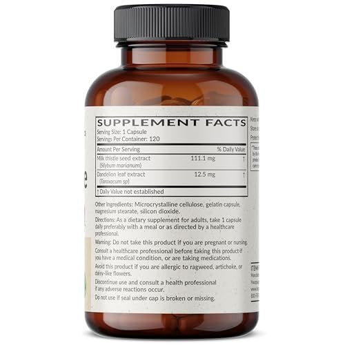 Futurebiotics Mariendistel Silymarin & Löwenzahn Extrakt – 120 Kapseln für Leberunterstützung & Antioxidantien