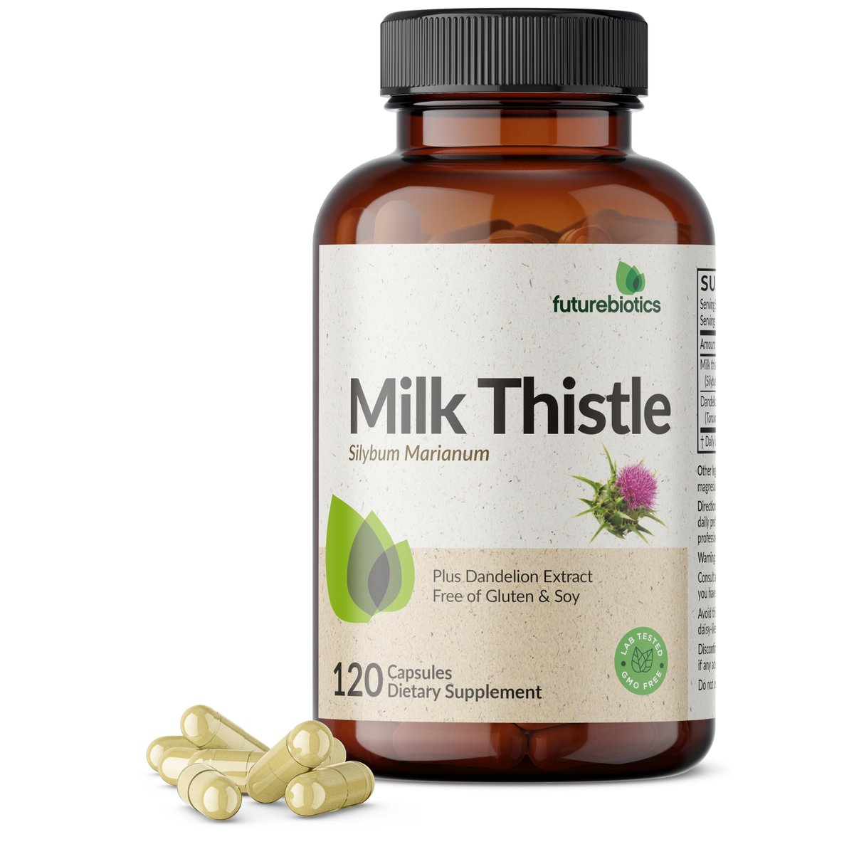 Futurebiotics Mariendistel Silymarin & Löwenzahn Extrakt – 120 Kapseln für Leberunterstützung & Antioxidantien