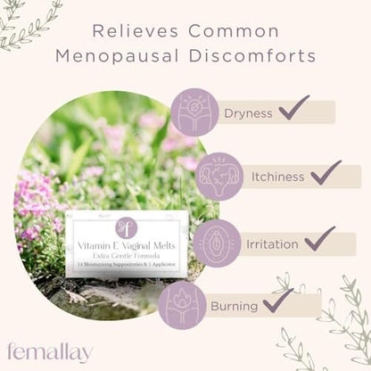 Femallay Bio Vitamin-E Vaginal Melts – Feuchtigkeit, Komfort & Hydration – Original (Duftneutral), 1-Pack (14 Stück)