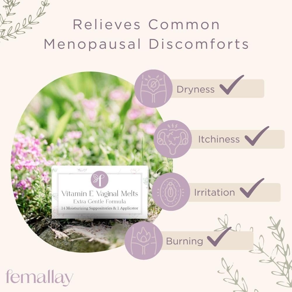 Femallay Bio Vitamin-E Vaginal Melts – Feuchtigkeit, Komfort & Hydration – Original (Duftneutral), 1-Pack (14 Stück)