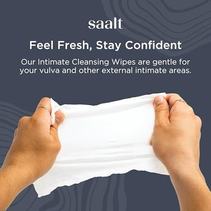 Saalt Daily Cleansing Wipes - Natürliche & pH-ausgeglichene Intimtücher - Hypoallergen, Spülbar & Biologisch Abbaubar - 30 Stück