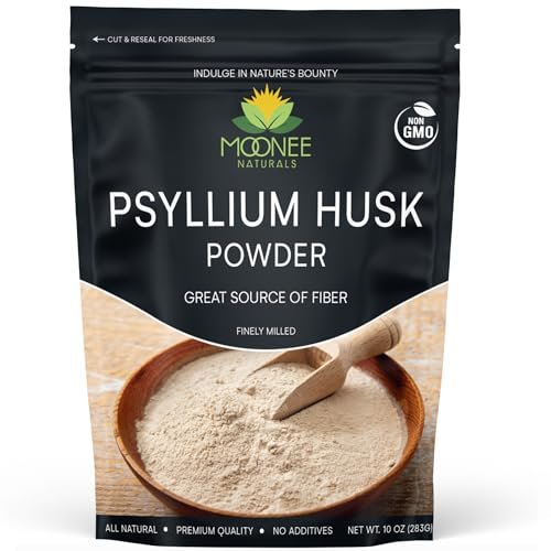 Moonee Naturals Psyllium Husk Pulver (10 Unzen) – Glutenfrei, Nicht GVO, Fein gemahlen, Keto-freundlich