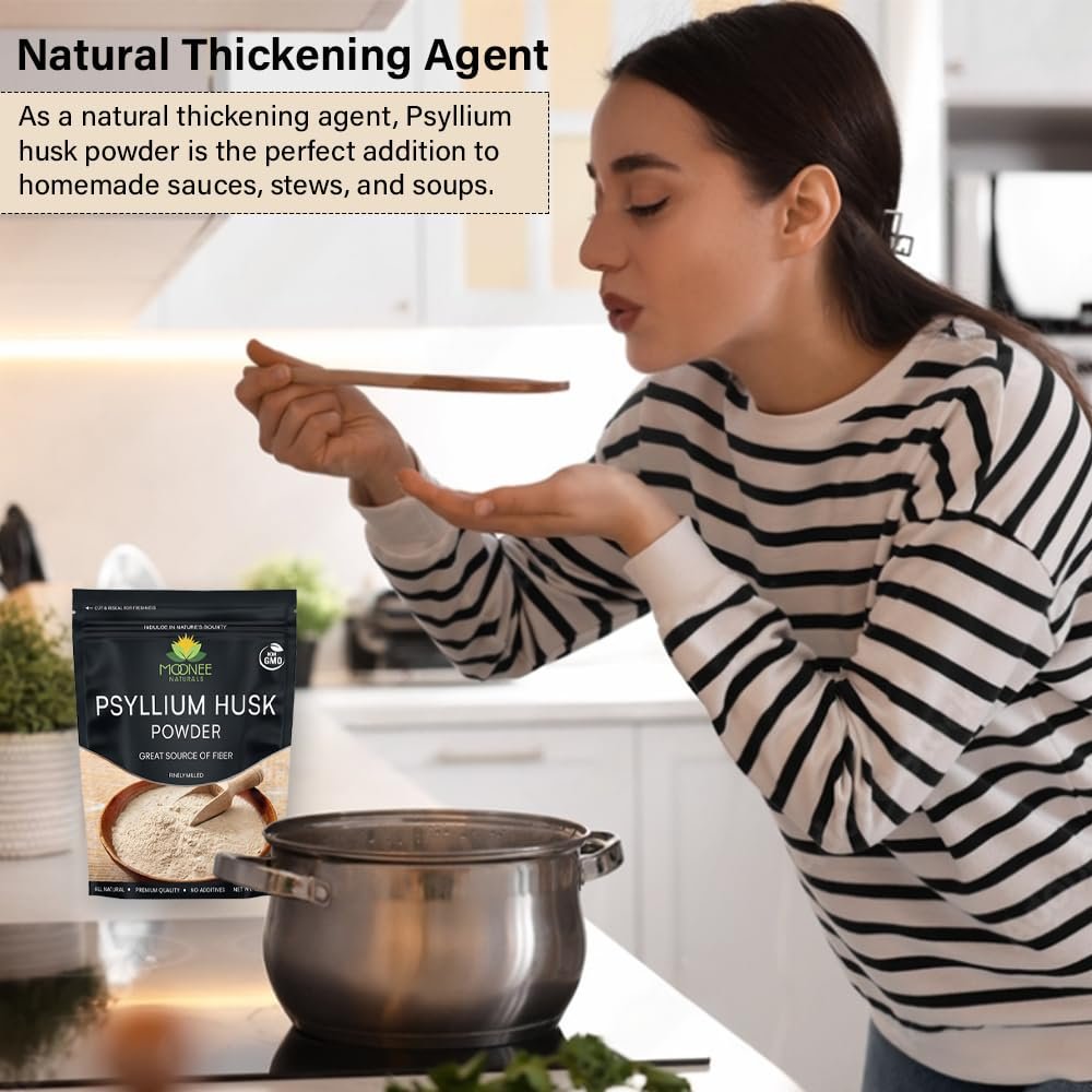Moonee Naturals Psyllium Husk Pulver (10 Unzen) – Glutenfrei, Nicht GVO, Fein gemahlen, Keto-freundlich