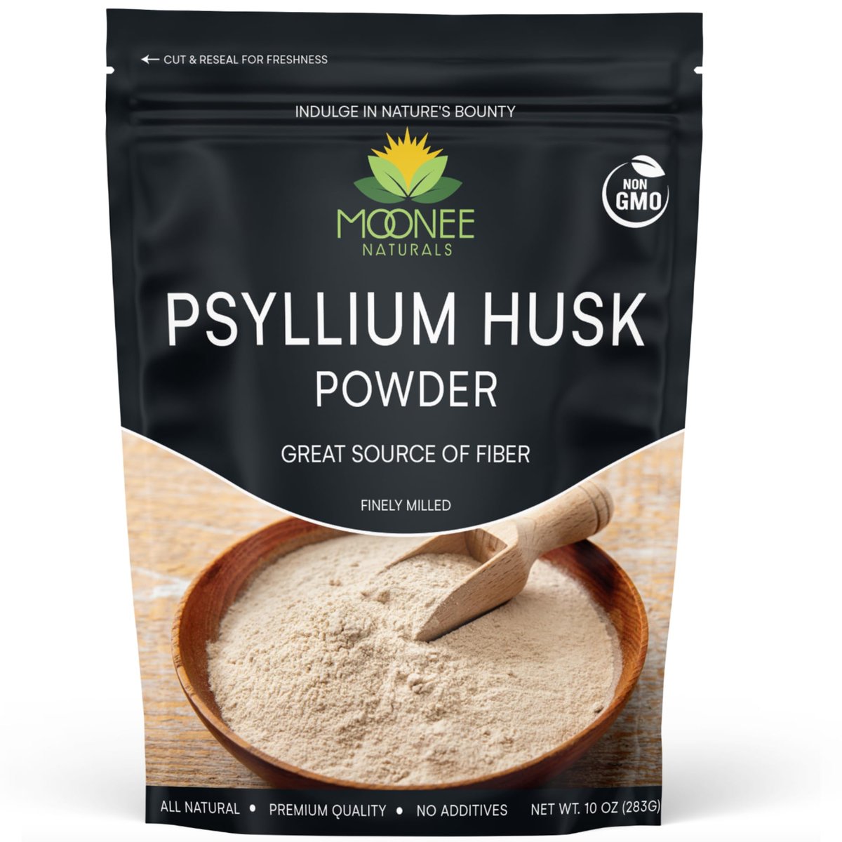 Moonee Naturals Psyllium Husk Pulver (10 Unzen) – Glutenfrei, Nicht GVO, Fein gemahlen, Keto-freundlich