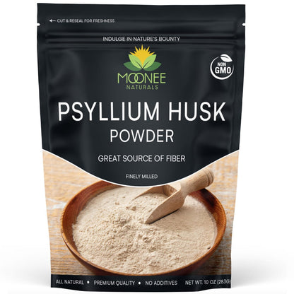 Moonee Naturals Psyllium Husk Pulver (10 Unzen) – Glutenfrei, Nicht GVO, Fein gemahlen, Keto-freundlich