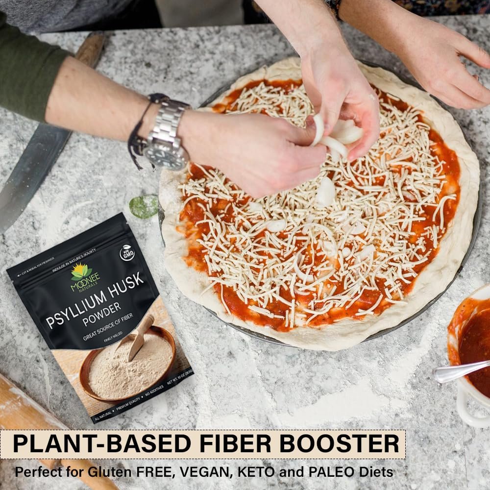 Moonee Naturals Psyllium Husk Pulver (10 Unzen) – Glutenfrei, Nicht GVO, Fein gemahlen, Keto-freundlich