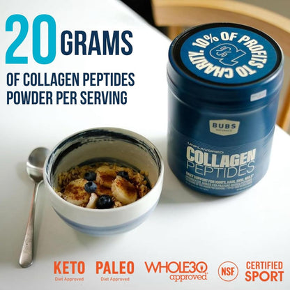 BUBS Naturals Unflavored Kollagenpeptide-Pulver – Weidehaltung, grasgefüttert, paleo- & keto-freundlich, 284 g (10 oz)