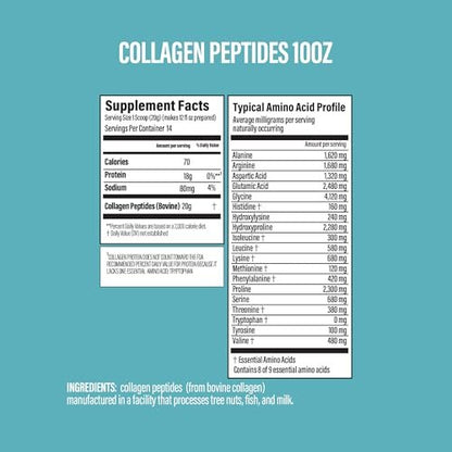 BUBS Naturals Unflavored Kollagenpeptide-Pulver – Weidehaltung, grasgefüttert, paleo- & keto-freundlich, 284 g (10 oz)