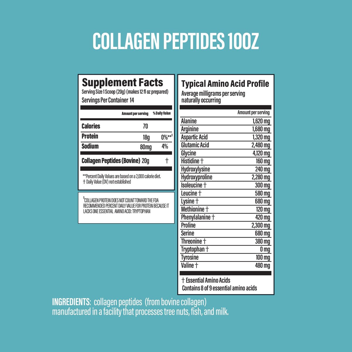 BUBS Naturals Unflavored Kollagenpeptide-Pulver – Weidehaltung, grasgefüttert, paleo- & keto-freundlich, 284 g (10 oz)
