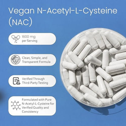 NaturaLife Labs N-Acetyl-L-Cystein (NAC) 1600 mg – 100 Kapseln - Vegan, Non-GMO & Glutenfrei