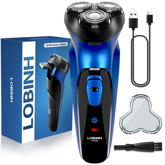 Elektrorasierer für Männer mit Pop-up-Trimmer, 3D Floating, kabelloser Rasierer, wiederaufladbar, Typ-C, lange Laufzeit, Plug & Play, Deep Blue