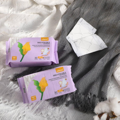uNeat Slipeinlagen für Frauen & Teenager, Slipeinlagen mit Flügeln, Mini Damenbinden, leichte Perioden und Auslaufschutz, ultradünne tägliche Einlagen für Frauen, 30 Stück