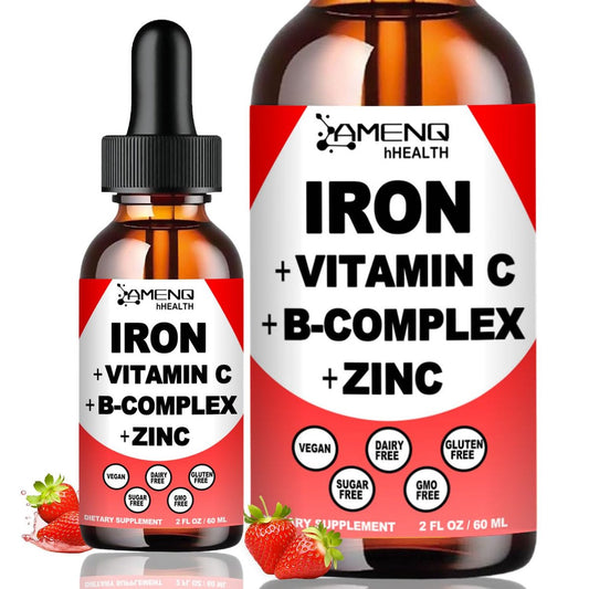 Flüssiges Eisenpräparat mit Vitamin C, A, B-Komplex – Hochdosierte vegane Eisentropfen für Frauen, Männer & Kinder – Unterstützt rote Blutkörperchen, Energie, Anämie & Müdigkeit